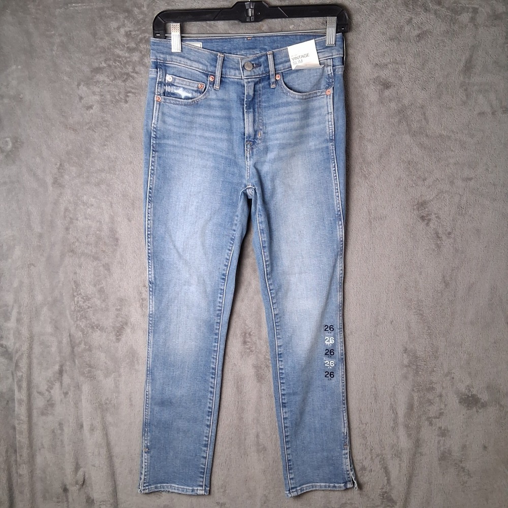 Gap Vintage Slim Mid Rise Jeans Light Wash Ankle Length Stretch Denim 26 2R